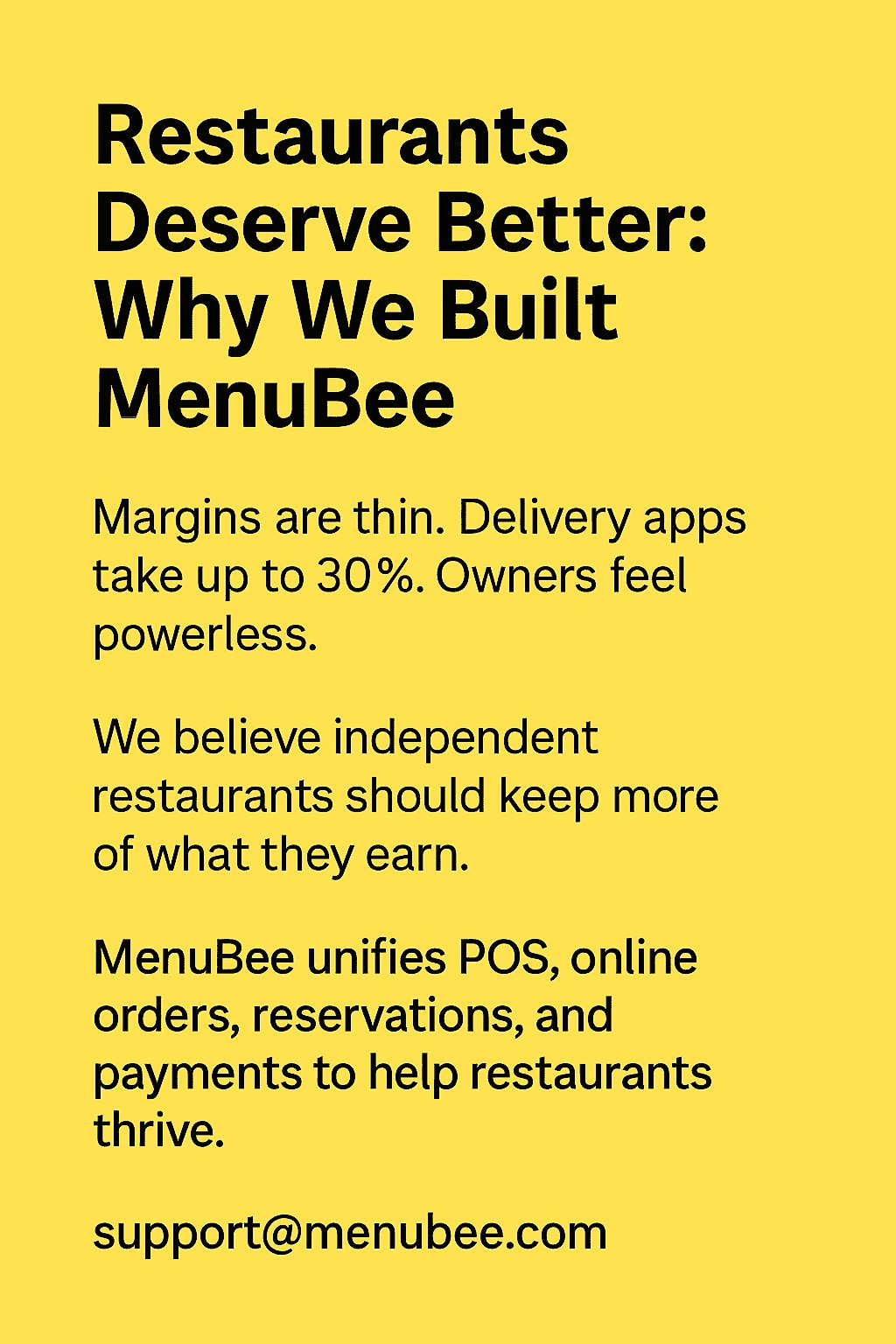 Restaurants Deserve Better: Why We Built MenuBee